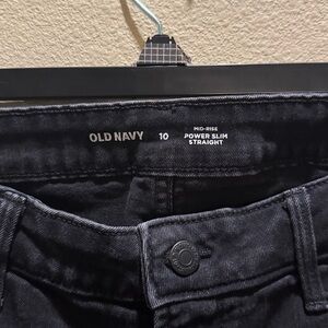 Old Navy Black Mid-Rise Power Slim Straight Jeans